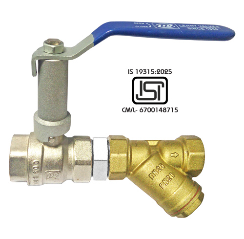 EXTENDED STEM IS 6912 FLB FORGED BRASS BALL VALVE WITH STRAINER -  LIV-BLV+STR-BS-002